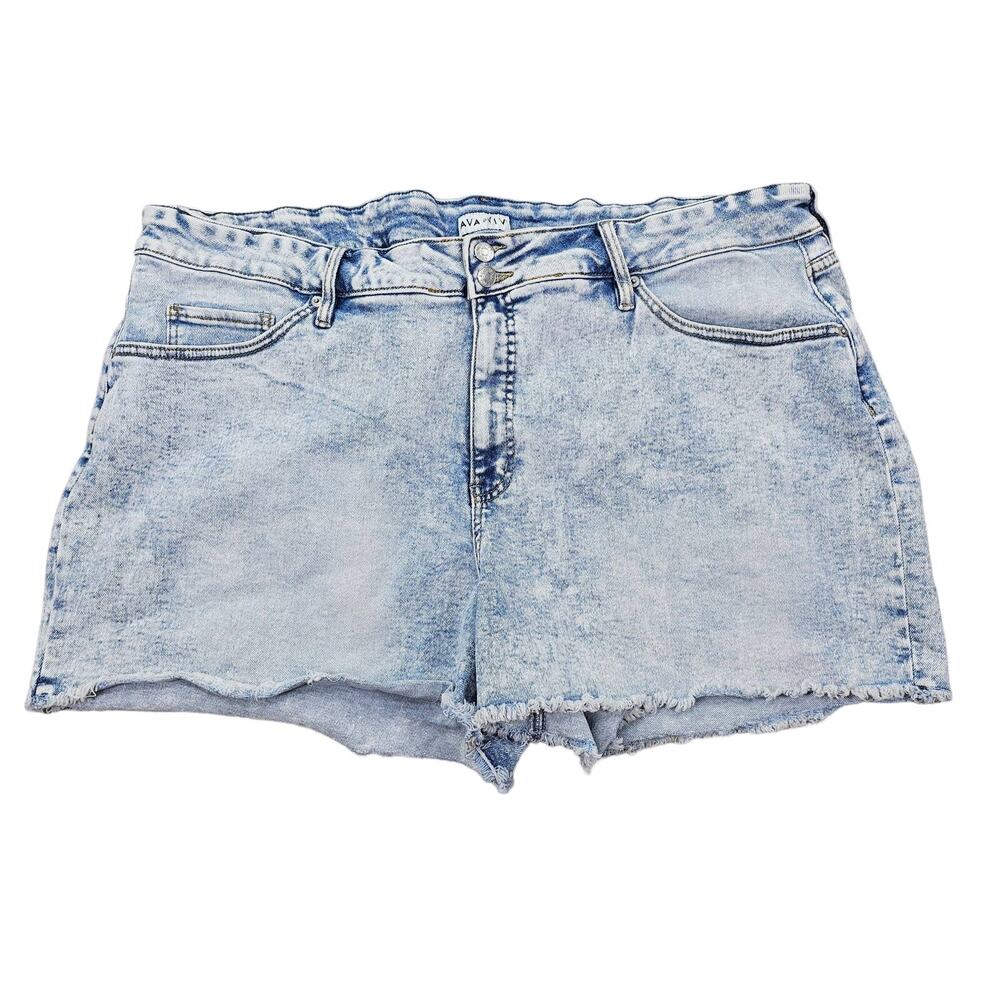 Ava & Viv Womens Plus Size 26W Acid Wash Stretchy Denim Jean Shorts